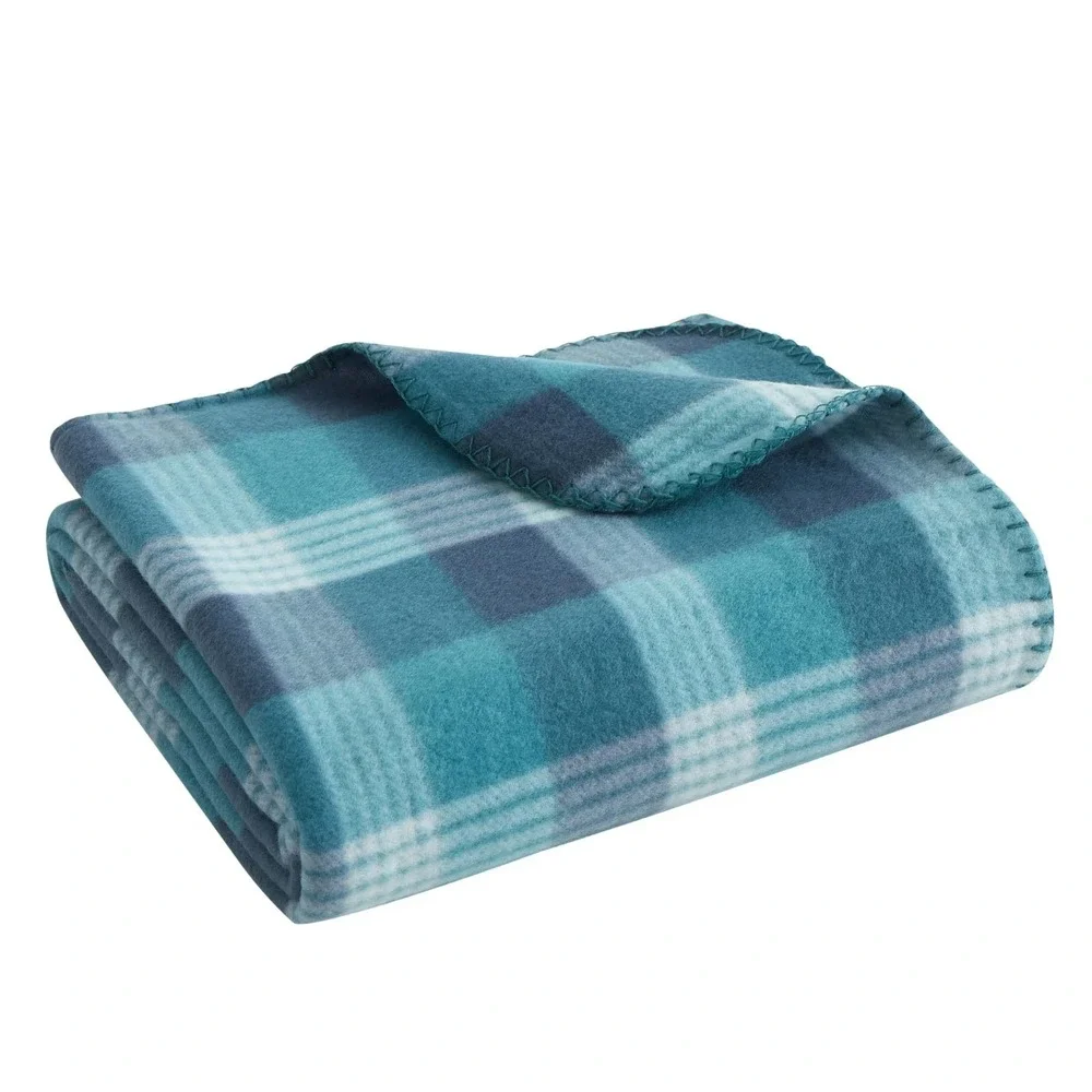 Mainstays Cozy Fleece Throw Blanket Blue Plaid‎ 50x60 Soft Warm